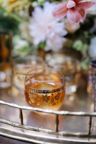 22K Gold Floral Medley Roly Poly Glasses (1960)