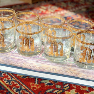 22K Monogram "M" Rocks Glasses, Set of 4 (1960)