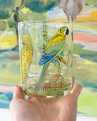 Tropical Parrot Double Old-Fashioned Glasses (1970)