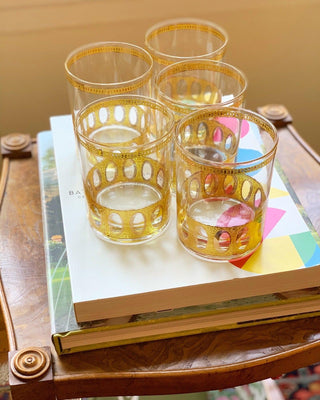 22K Gold MCM Double Old-Fashioned Glasses, Set of 5 (1950)