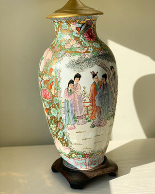 Butterfly Famille Rose Chinoiserie Lamp