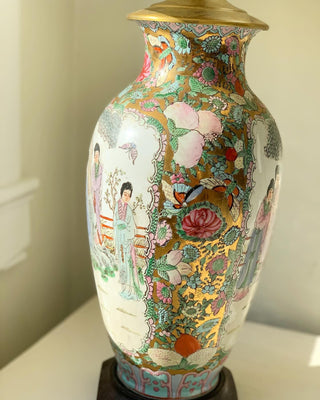 Butterfly Famille Rose Chinoiserie Lamp