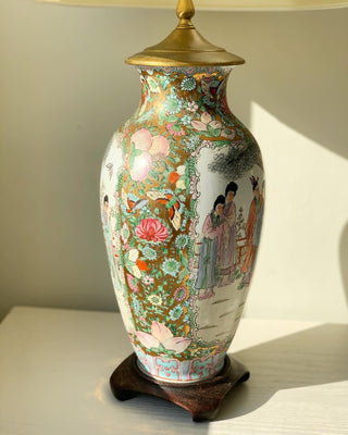 Butterfly Famille Rose Chinoiserie Lamp