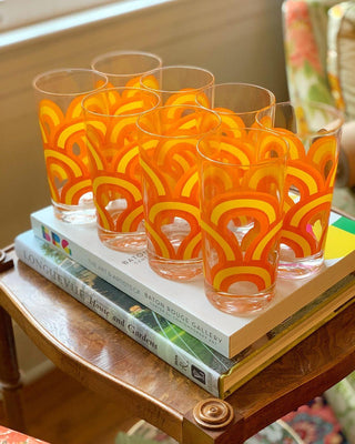 Orange Rainbow Highball Glasses, Set of 4 (1970)