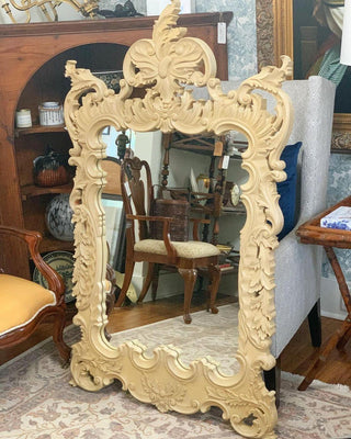 French Rococo-Style Wood Mirror (1980)