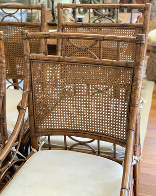 Faux Bamboo & Cane Dining Chairs, Set of 4 (1970)