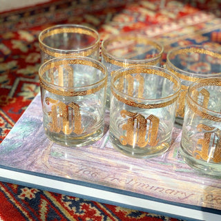 22K Monogram "M" Rocks Glasses, Set of 4 (1960)