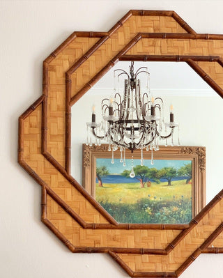 Woven Reed & Bamboo Octagonal Mirror (1970)