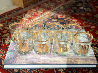 22K Monogram "M" Rocks Glasses, Set of 4 (1960)