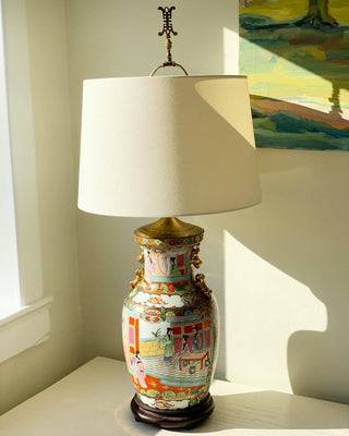 Foo Dog Famille Rose Chinoiserie Lamp