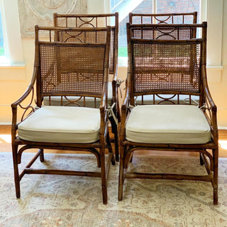 Faux Bamboo & Cane Dining Chairs, Set of 4 (1970)