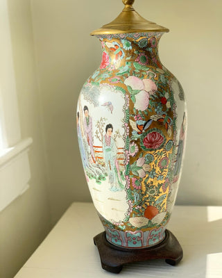 Butterfly Famille Rose Chinoiserie Lamp