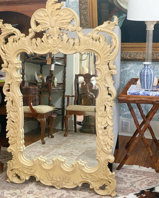 French Rococo-Style Wood Mirror (1980)