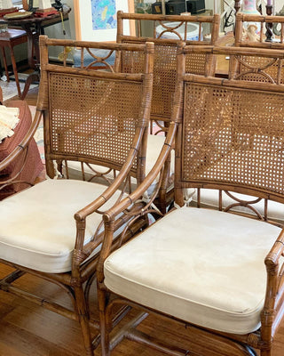 Faux Bamboo & Cane Dining Chairs, Set of 4 (1970)