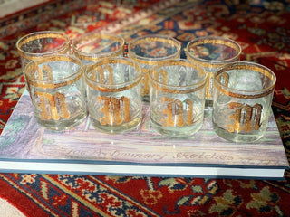 22K Monogram "M" Rocks Glasses, Set of 4 (1960)