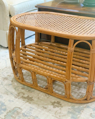 French Rattan & Cane Coffee Table (1960)