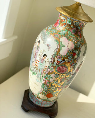 Butterfly Famille Rose Chinoiserie Lamp