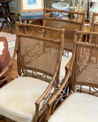 Faux Bamboo & Cane Dining Chairs, Set of 4 (1970)