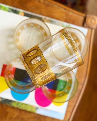 22K Gold MCM Double Old-Fashioned Glasses, Set of 5 (1950)