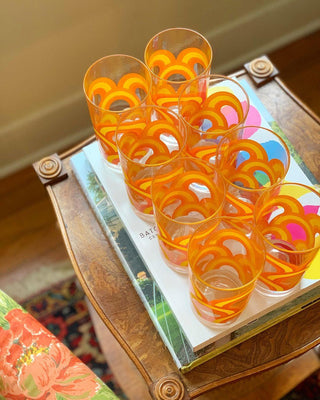 Orange Rainbow Highball Glasses, Set of 4 (1970)