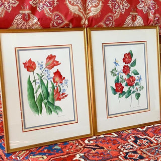 Pair of Custom-Framed Original Watercolors by Bonnie Minard (1923-)