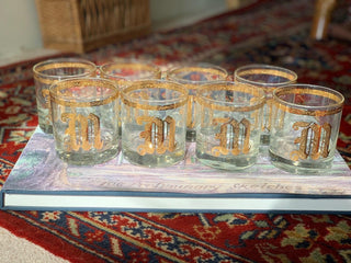 22K Monogram "M" Rocks Glasses, Set of 4 (1960)
