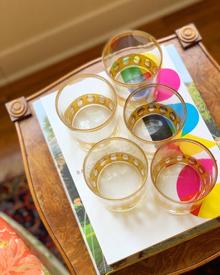 22K Gold MCM Double Old-Fashioned Glasses, Set of 5 (1950)