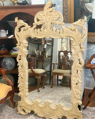 French Rococo-Style Wood Mirror (1980)