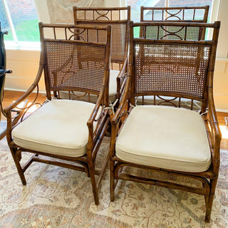 Faux Bamboo & Cane Dining Chairs, Set of 4 (1970)