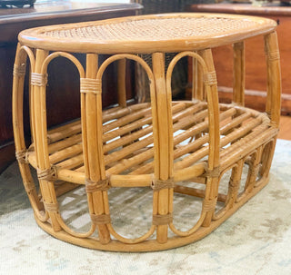 French Rattan & Cane Coffee Table (1960)