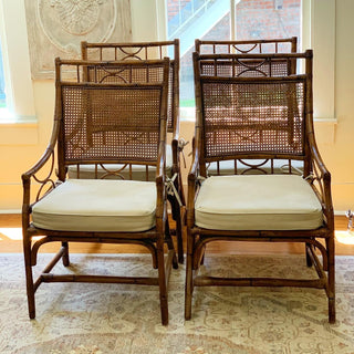 Faux Bamboo & Cane Dining Chairs, Set of 4 (1970)