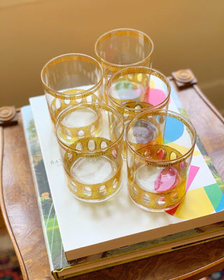 22K Gold MCM Double Old-Fashioned Glasses, Set of 5 (1950)