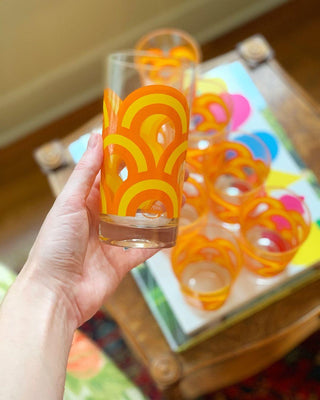 Orange Rainbow Highball Glasses, Set of 4 (1970)