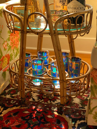 French Rattan Bar Cart (1950)