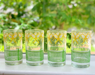 Tennis Racquet & Net Highball Glasses, Set of 4 (1970)