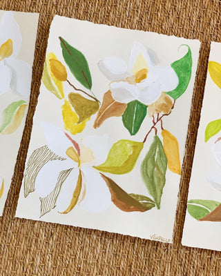 “Magnolia Mixed Media Original Art, Series B” by Victoria C. Designs