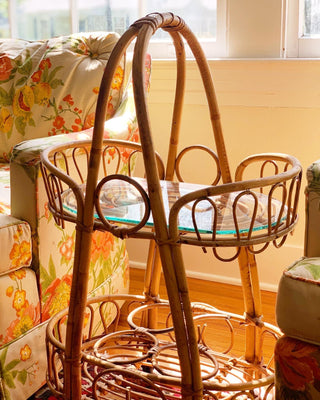 French Rattan Bar Cart (1950)