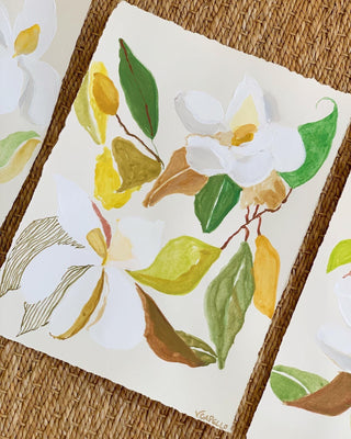 “Magnolia Mixed Media Original Art, Series B” by Victoria C. Designs