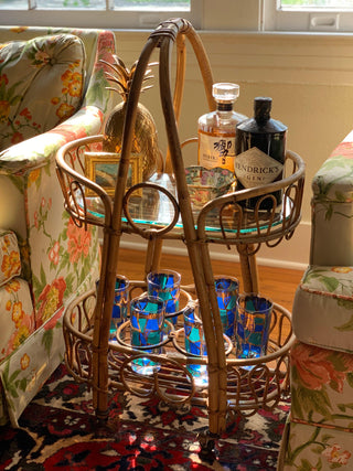 French Rattan Bar Cart (1950)