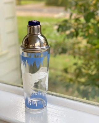 Art Deco Hazel Atlas Polar Bear Cocktail Shaker with Round Lid (3 Pieces)