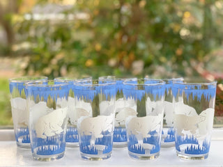 Art Deco Hazel Atlas Polar Bear High Ball Glasses (Set of 8)