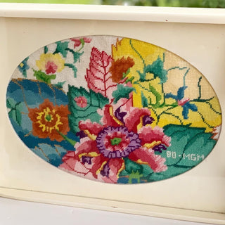 Tobacco Leaf Needlepoint Tray (1980)