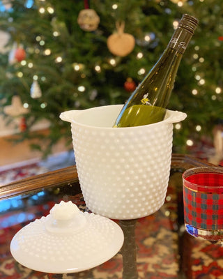 1950s Hobnail Milk Glass Ice Bucket