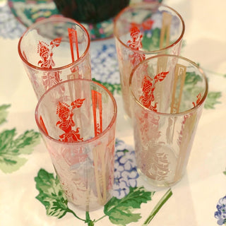 Midcentury Red Thai Goddess Glasses (Set of 4)