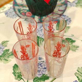 Midcentury Red Thai Goddess Glasses (Set of 4)
