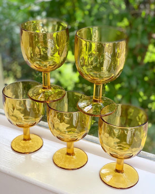 Gold Bartlett Collins Thumbprint Goblets (Set of 5)