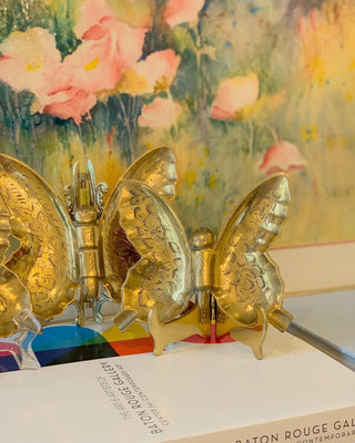 Trio of Brass Butterfly Trinket Dishes