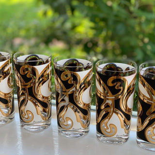 22K Pasinski Black & Gold Highball Glasses (Set of 5)