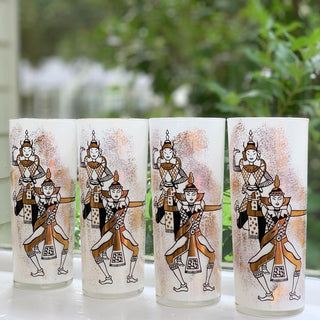Midcentury Thai Dancer Glasses (Set of 4)