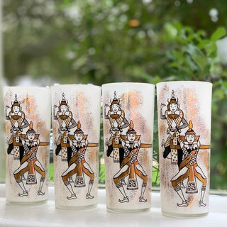 Midcentury Thai Dancer Glasses (Set of 4)